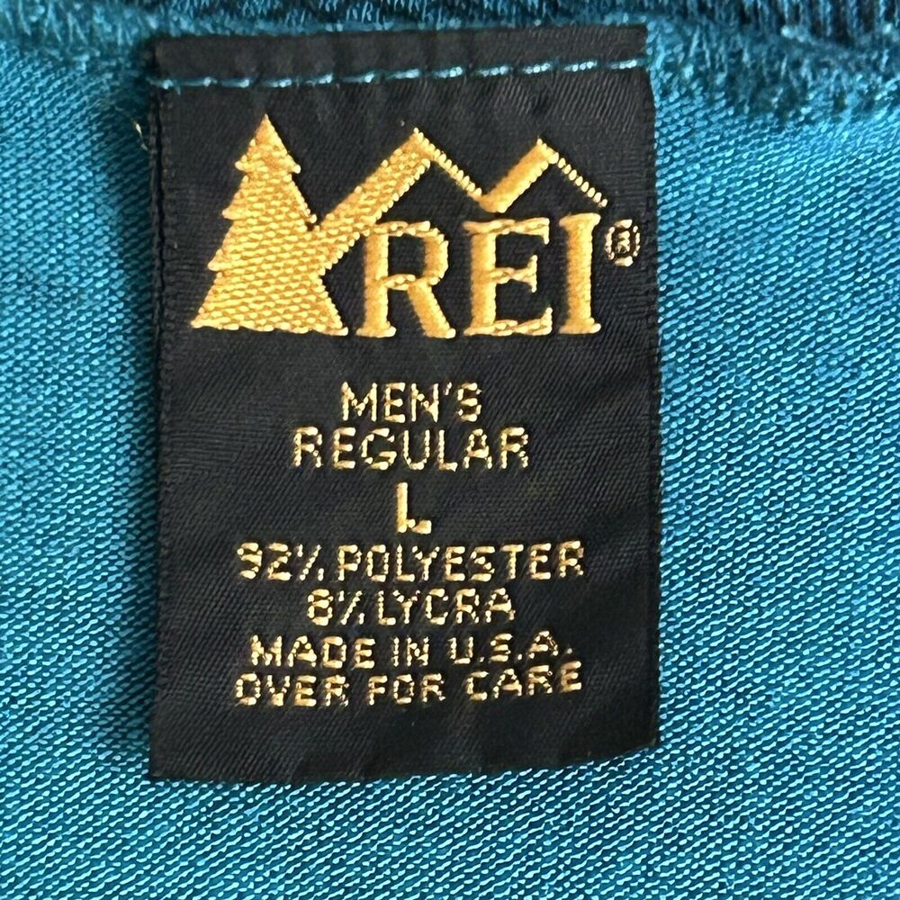 Vintage REI Mens L Quarter Zip Long Sleeve Pullover Shirt Blue Print Outdoor - Picture 2 of 15